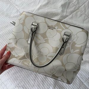 Kate Spade Beige & White Floral Dome Satchel